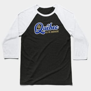 Quebec Je me souviens Canada Classic Athletic Script Dark Blue Baseball T-Shirt